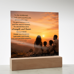 Thank You Gifts for Dad from Wife - Father's Day, Birthday Gifts for Dad, To Dad Acrylic Plaque with Wood Base, Home or Office Keepsake Presents for Dad
