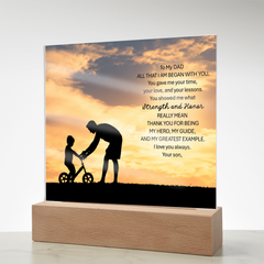 Thank You Gifts for Dad from Son -  Father's Day, Birthday Gifts To My Dad Acrylic Plaque with Wood Base, Home or Office Keepsake