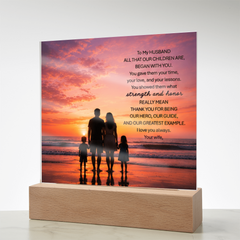 Thank You Gifts for Dad from Wife - Father's Day, Birthday Gifts for Dad, To Dad Acrylic Plaque with Wood Base, Home or Office Keepsake Presents for Dad