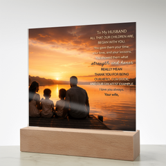 Thank You Gifts for Dad from Wife - Father's Day, Birthday Gifts for Dad, To Dad Acrylic Plaque with Wood Base, Home or Office Keepsake Presents for Dad