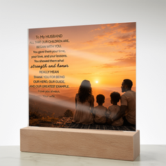 Thank You Gifts for Dad from Wife - Father's Day, Birthday Gifts for Dad, To Dad Acrylic Plaque with Wood Base, Home or Office Keepsake Presents for Dad