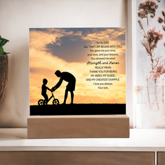 Thank You Gifts for Dad from Son -  Father's Day, Birthday Gifts To My Dad Acrylic Plaque with Wood Base, Home or Office Keepsake