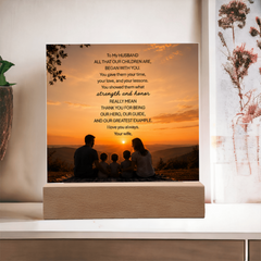 Thank You Gifts for Dad from Wife - Father's Day, Birthday Gifts for Dad, To Dad Acrylic Plaque with Wood Base, Home or Office Keepsake Presents for Dad