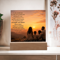 Thank You Gifts for Dad from Wife - Father's Day, Birthday Gifts for Dad, To Dad Acrylic Plaque with Wood Base, Home or Office Keepsake Presents for Dad