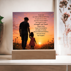 Thank You Gifts for Dad from Daughter - Father's Day, Birthday Gifts for Dad, To My Dad Acrylic Plaque with Wood Base, Home or Office Keepsake Presents for Dad