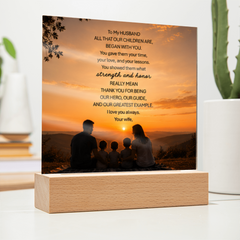 Thank You Gifts for Dad from Wife - Father's Day, Birthday Gifts for Dad, To Dad Acrylic Plaque with Wood Base, Home or Office Keepsake Presents for Dad