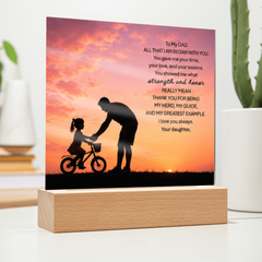 Thank You Gifts for Dad from Daughter - Father's Day, Birthday Gifts for Dad, To My Dad Acrylic Plaque with Wood Base, Home or Office Keepsake Presents for Dad