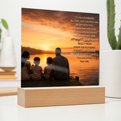 Thank You Gifts for Dad from Wife - Father's Day, Birthday Gifts for Dad, To Dad Acrylic Plaque with Wood Base, Home or Office Keepsake Presents for Dad