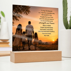 Thank You Gifts for Dad from Wife - Father's Day, Birthday Gifts for Dad, To Dad Acrylic Plaque with Wood Base, Home or Office Keepsake Presents for Dad