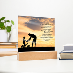 Thank You Gifts for Dad from Son -  Father's Day, Birthday Gifts To My Dad Acrylic Plaque with Wood Base, Home or Office Keepsake