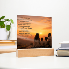 Thank You Gifts for Dad from Wife - Father's Day, Birthday Gifts for Dad, To Dad Acrylic Plaque with Wood Base, Home or Office Keepsake Presents for Dad