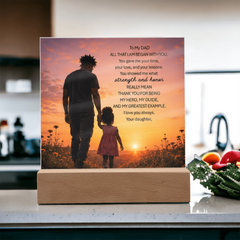 Thank You Gifts for Dad from Daughter - Father's Day, Birthday Gifts for Dad, To My Dad Acrylic Plaque with Wood Base, Home or Office Keepsake Presents for Dad