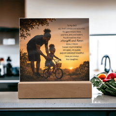 Thank You Gifts for Dad from Daughter - Father's Day, Birthday Gifts for Dad, To My Dad Acrylic Plaque with Wood Base, Home or Office Keepsake Presents for Dad