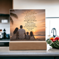Thank You Gifts for Dad from Wife - Father's Day, Birthday Gifts for Dad, To Dad Acrylic Plaque with Wood Base, Home or Office Keepsake Presents for Dad