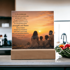 Thank You Gifts for Dad from Wife - Father's Day, Birthday Gifts for Dad, To Dad Acrylic Plaque with Wood Base, Home or Office Keepsake Presents for Dad