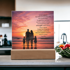 Thank You Gifts for Dad from Wife - Father's Day, Birthday Gifts for Dad, To Dad Acrylic Plaque with Wood Base, Home or Office Keepsake Presents for Dad