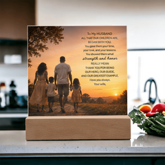 Thank You Gifts for Dad from Wife - Father's Day, Birthday Gifts for Dad, To Dad Acrylic Plaque with Wood Base, Home or Office Keepsake Presents for Dad