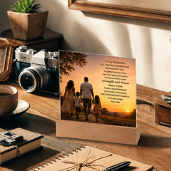 Thank You Gifts for Dad from Wife - Father's Day, Birthday Gifts for Dad, To Dad Acrylic Plaque with Wood Base, Home or Office Keepsake Presents for Dad