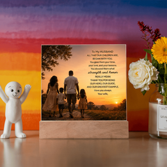 Thank You Gifts for Dad from Wife - Father's Day, Birthday Gifts for Dad, To Dad Acrylic Plaque with Wood Base, Home or Office Keepsake Presents for Dad