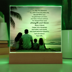 Thank You Gifts for Dad from Wife - Father's Day, Birthday Gifts for Dad, To Dad Acrylic Plaque with Wood Base, Home or Office Keepsake Presents for Dad