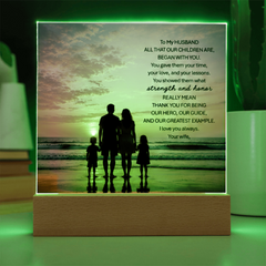 Thank You Gifts for Dad from Wife - Father's Day, Birthday Gifts for Dad, To Dad Acrylic Plaque with Wood Base, Home or Office Keepsake Presents for Dad