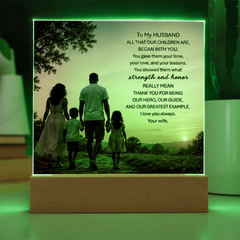 Thank You Gifts for Dad from Wife - Father's Day, Birthday Gifts for Dad, To Dad Acrylic Plaque with Wood Base, Home or Office Keepsake Presents for Dad