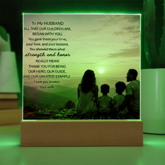 Thank You Gifts for Dad from Wife - Father's Day, Birthday Gifts for Dad, To Dad Acrylic Plaque with Wood Base, Home or Office Keepsake Presents for Dad