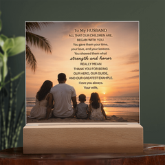 Thank You Gifts for Dad from Wife - Father's Day, Birthday Gifts for Dad, To Dad Acrylic Plaque with Wood Base, Home or Office Keepsake Presents for Dad