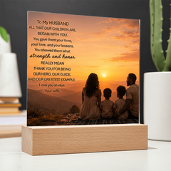 Thank You Gifts for Dad from Wife - Father's Day, Birthday Gifts for Dad, To Dad Acrylic Plaque with Wood Base, Home or Office Keepsake Presents for Dad