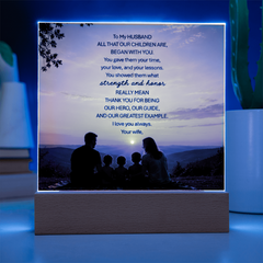 Thank You Gifts for Dad from Wife - Father's Day, Birthday Gifts for Dad, To Dad Acrylic Plaque with Wood Base, Home or Office Keepsake Presents for Dad