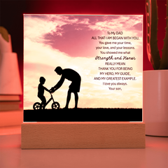 Thank You Gifts for Dad from Son -  Father's Day, Birthday Gifts To My Dad Acrylic Plaque with Wood Base, Home or Office Keepsake