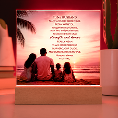 Thank You Gifts for Dad from Wife - Father's Day, Birthday Gifts for Dad, To Dad Acrylic Plaque with Wood Base, Home or Office Keepsake Presents for Dad