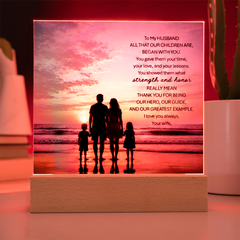 Thank You Gifts for Dad from Wife - Father's Day, Birthday Gifts for Dad, To Dad Acrylic Plaque with Wood Base, Home or Office Keepsake Presents for Dad