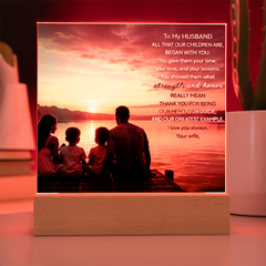 Thank You Gifts for Dad from Wife - Father's Day, Birthday Gifts for Dad, To Dad Acrylic Plaque with Wood Base, Home or Office Keepsake Presents for Dad