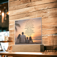 Thank You Gifts for Dad from Wife - Father's Day, Birthday Gifts for Dad, To Dad Acrylic Plaque with Wood Base, Home or Office Keepsake Presents for Dad
