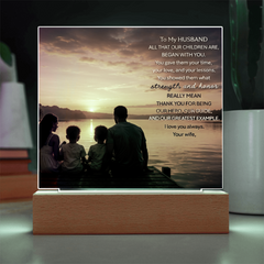 Thank You Gifts for Dad from Wife - Father's Day, Birthday Gifts for Dad, To Dad Acrylic Plaque with Wood Base, Home or Office Keepsake Presents for Dad