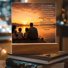 Thank You Gifts for Dad from Wife - Father's Day, Birthday Gifts for Dad, To Dad Acrylic Plaque with Wood Base, Home or Office Keepsake Presents for Dad