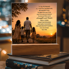 Thank You Gifts for Dad from Wife - Father's Day, Birthday Gifts for Dad, To Dad Acrylic Plaque with Wood Base, Home or Office Keepsake Presents for Dad