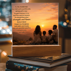Thank You Gifts for Dad from Wife - Father's Day, Birthday Gifts for Dad, To Dad Acrylic Plaque with Wood Base, Home or Office Keepsake Presents for Dad