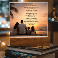 Thank You Gifts for Dad from Wife - Father's Day, Birthday Gifts for Dad, To Dad Acrylic Plaque with Wood Base, Home or Office Keepsake Presents for Dad