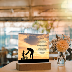 Thank You Gifts for Dad from Son -  Father's Day, Birthday Gifts To My Dad Acrylic Plaque with Wood Base, Home or Office Keepsake