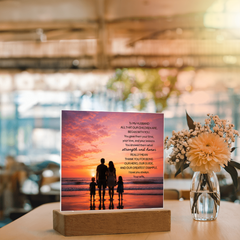 Thank You Gifts for Dad from Wife - Father's Day, Birthday Gifts for Dad, To Dad Acrylic Plaque with Wood Base, Home or Office Keepsake Presents for Dad