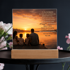 Thank You Gifts for Dad from Wife - Father's Day, Birthday Gifts for Dad, To Dad Acrylic Plaque with Wood Base, Home or Office Keepsake Presents for Dad