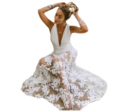 Chic V-Neck Sequin Gala Dress