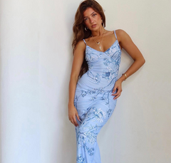 Chic Floral Lace Maxi Dress with Side Slits