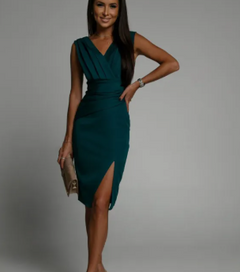 Elegant High-Waist V-Neck Dress
