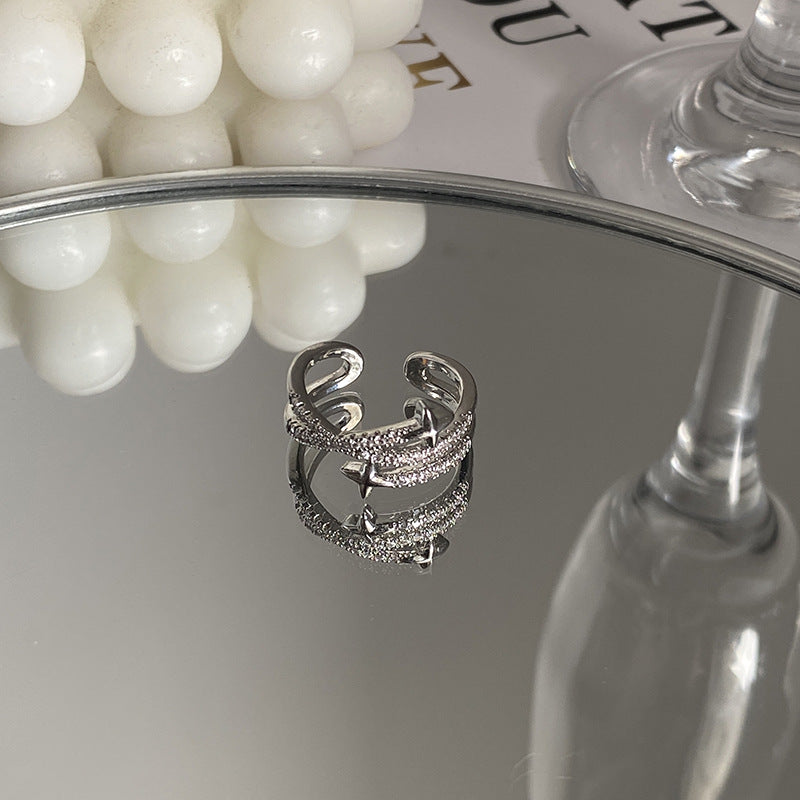 Elegant Women's Zircon Cross Ring