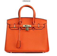 Platinum Lychee Leather Handbag