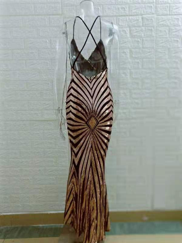 Glam Sequin Mermaid Maxi Dress