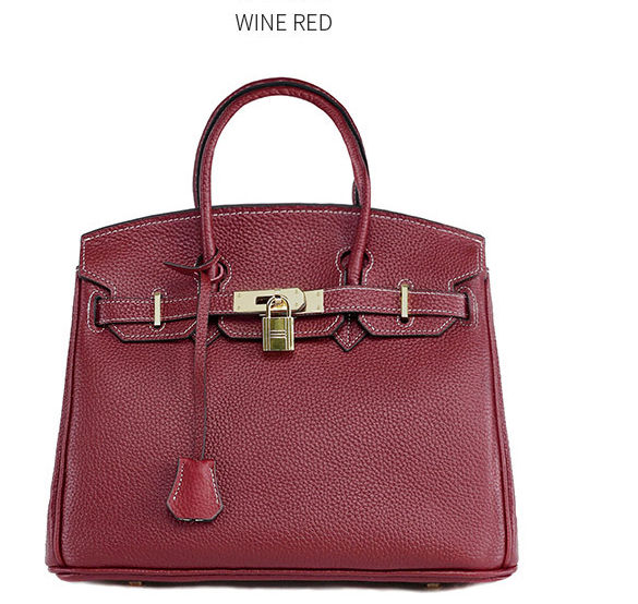 Platinum Lychee Leather Handbag